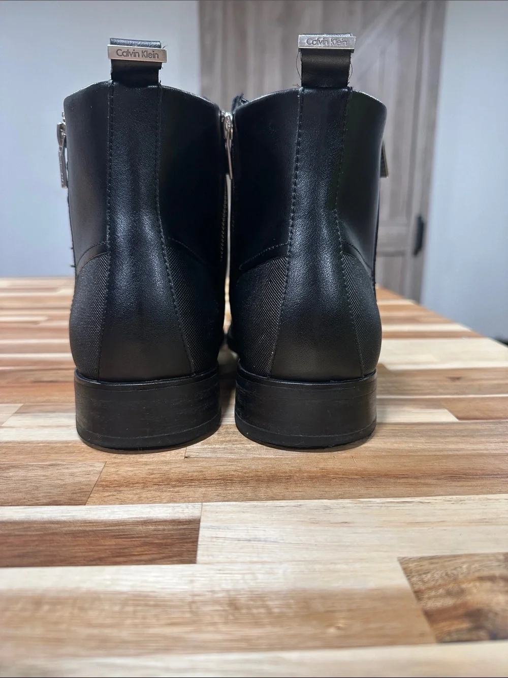 Calvin Klein Raxton Black Leather Men's Side-Zip Boots 461